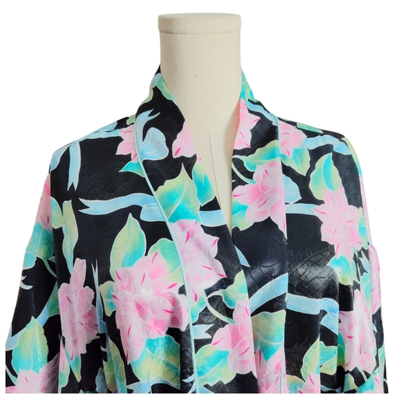 Vintage Christian Dior Kimono Sleeve Satin Robe Womens - Picture 4 of 11